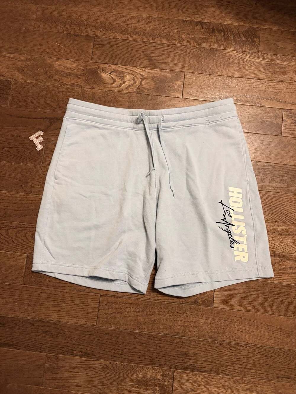 Hollister Fleece Logo Shorts Size XL Light Blue Drawstring